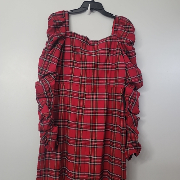 Antonio Melani Elena Plaid Puff Sleeve Midi Dress Women
